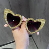 Heart Shaped Glitter Trimmed Sunglasses