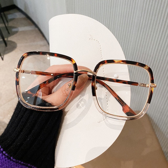 Clear Hipster Oversized Acetate Square Eyeglasses